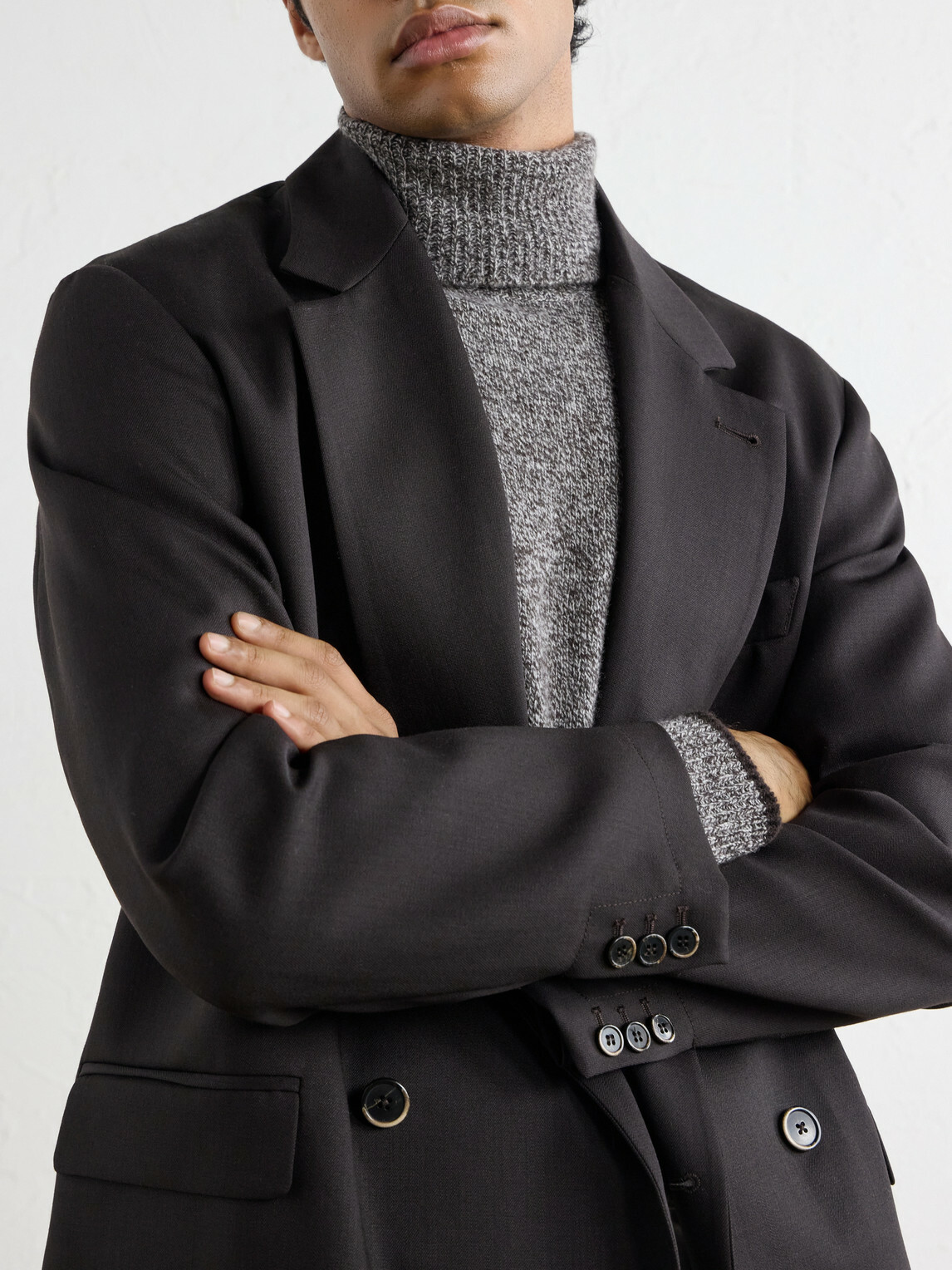 Altea - Wool and Cashmere-Blend Mouliné Rollneck Sweater - Brown