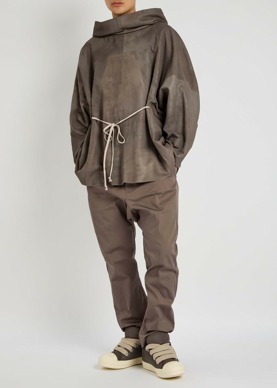 Rick Owens Hooded Leather Tunic Grey Rick Owens