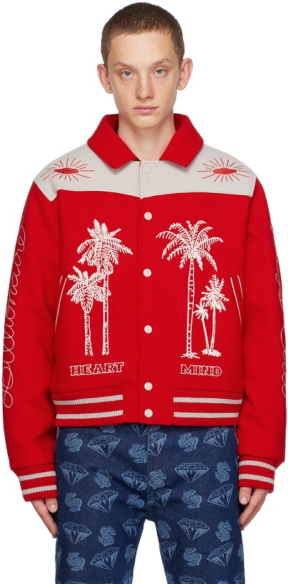 Photo: Billionaire Boys Club Red Embroidered Bomber Jacket