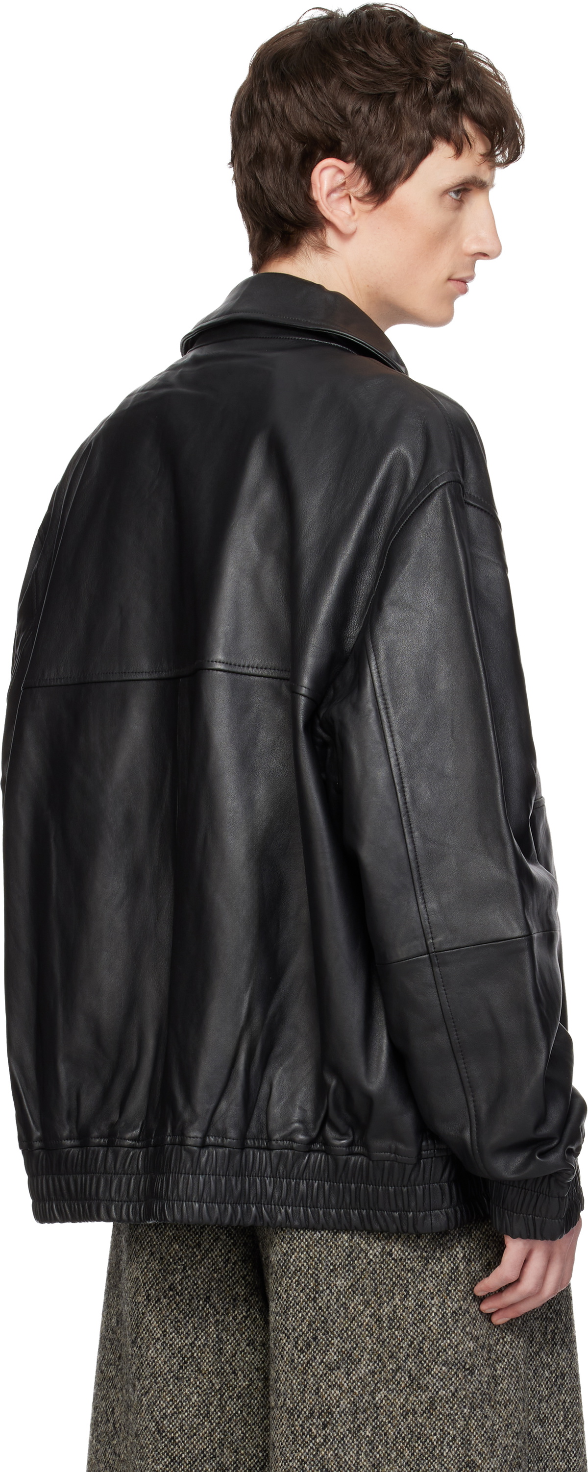 Studio Nicholson Black Piston Leather Jacket