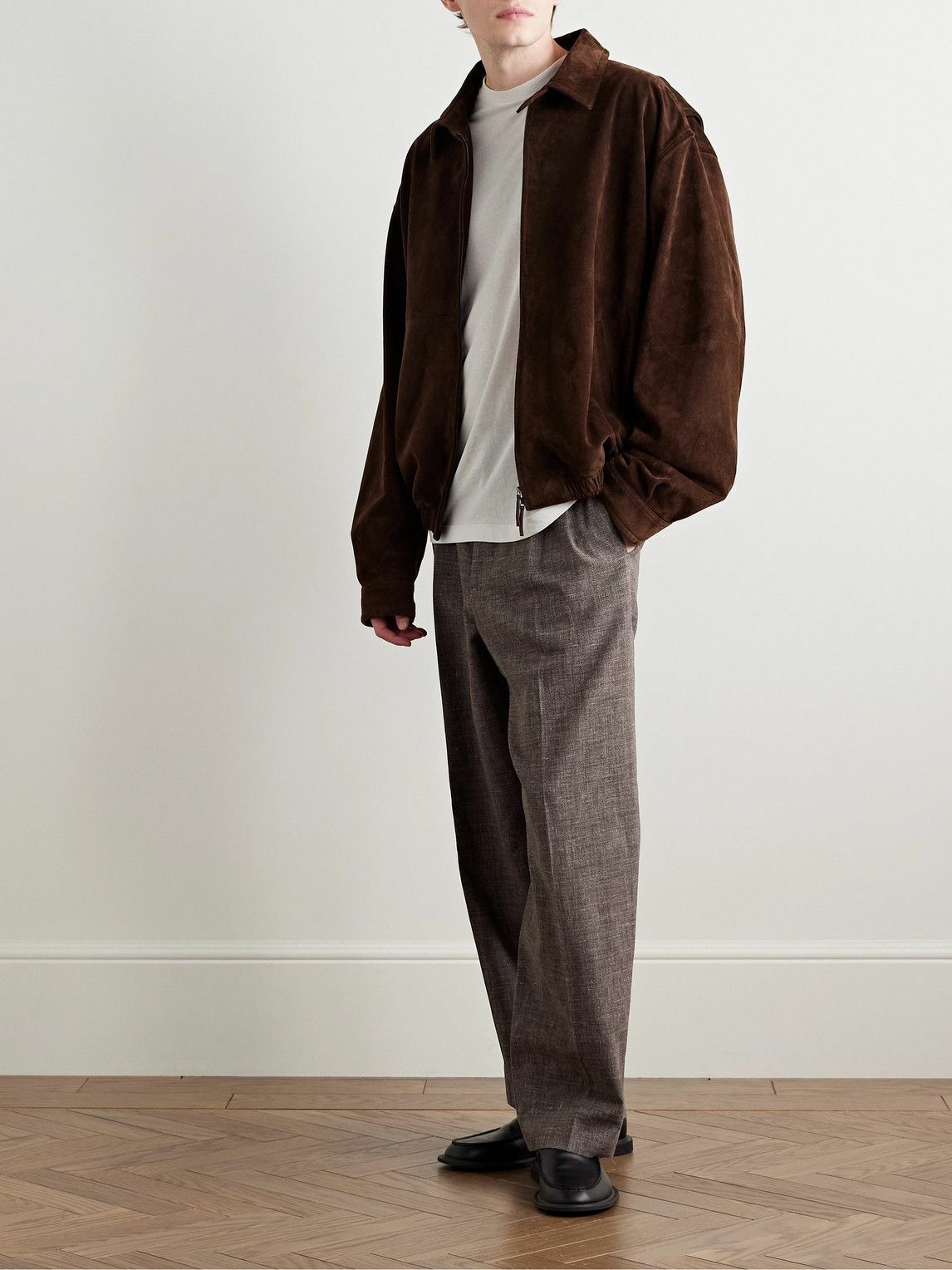 The Row - Silas Tapered Pleated Silk, Linen and Virgin Wool-Blend