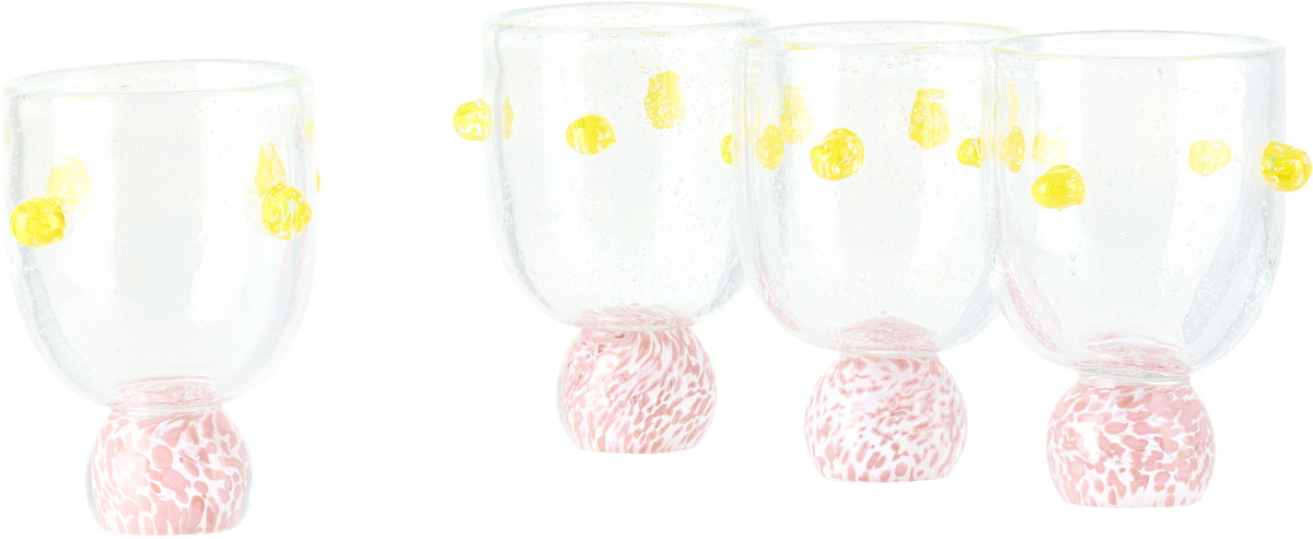 Laetitia Rouget Pink & Yellow Dotty Cocktail Glasses, 4 pcs