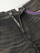 Neighborhood - Savage Wide-Leg Bead-Embellished Distressed Jeans - Black