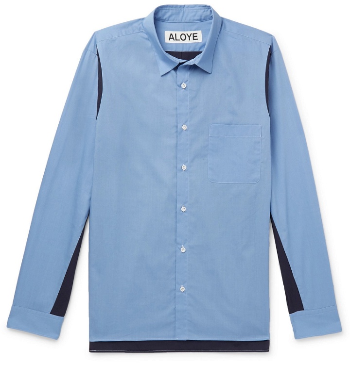Photo: Aloye - Colour-Block Cotton-Poplin Shirt - Blue