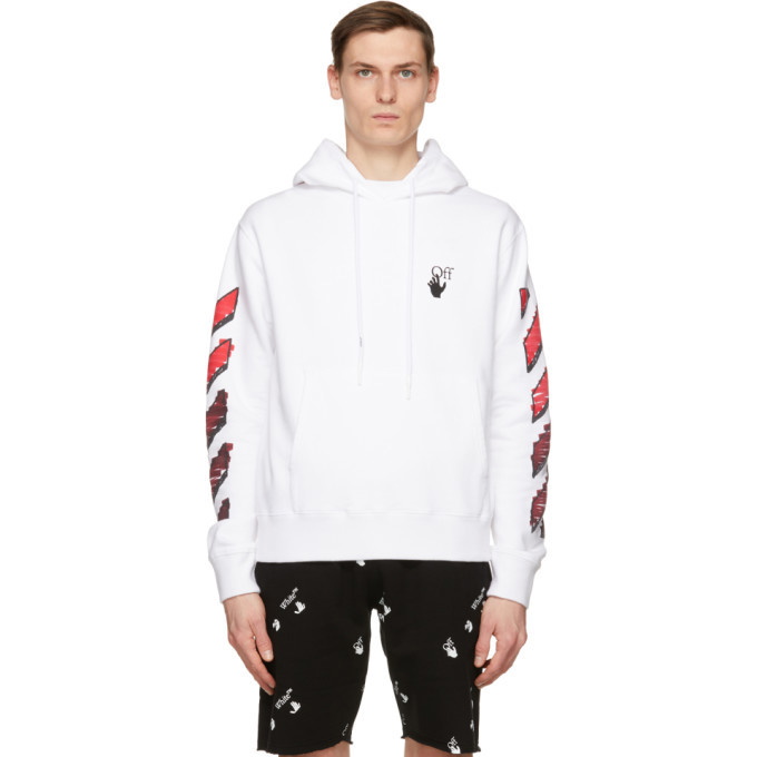 Photo: Off-White White and Red Slim Marker Hoodie