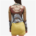 Ottolinger Women's Mesh Shirt Dress in Skull Print