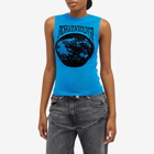 Jean Paul Gaultier Women's Flocked Earth Mesh Tank Top in Ibiza Blue/Black