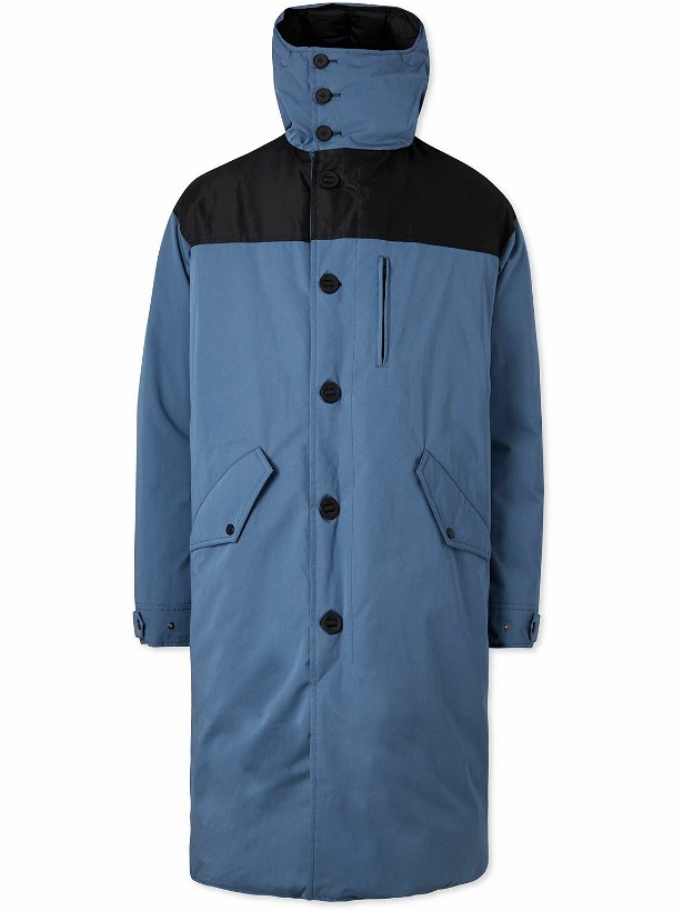 Photo: Yves Salomon - Reversible Colour-Block Cotton-Blend and Quilted Nylon Hooded Down Parka - Blue