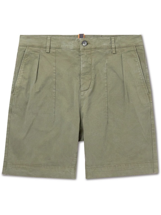 Photo: Sease - Easy Straight-Leg Stretch-Cotton Shorts - Green