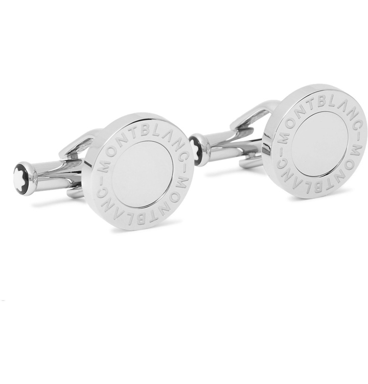 Photo: Montblanc - Logo-Engraved Stainless Steel and Enamel Cufflinks - Silver
