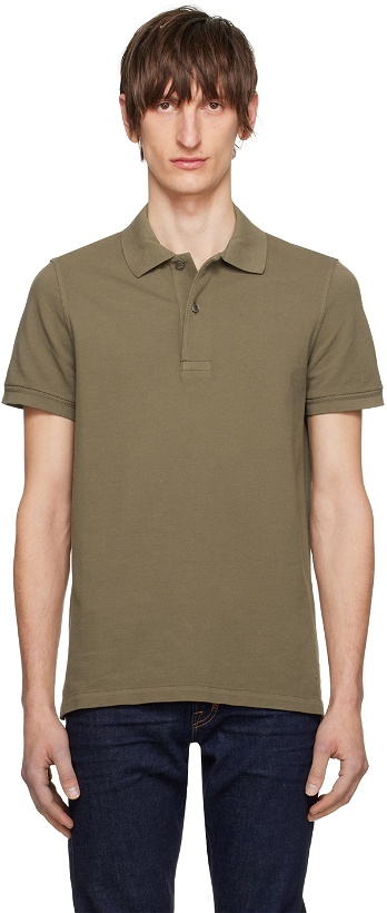 Photo: TOM FORD Brown Two-Button Polo