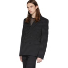 Dries Van Noten Black Pinstripe Double-Breasted Blazer