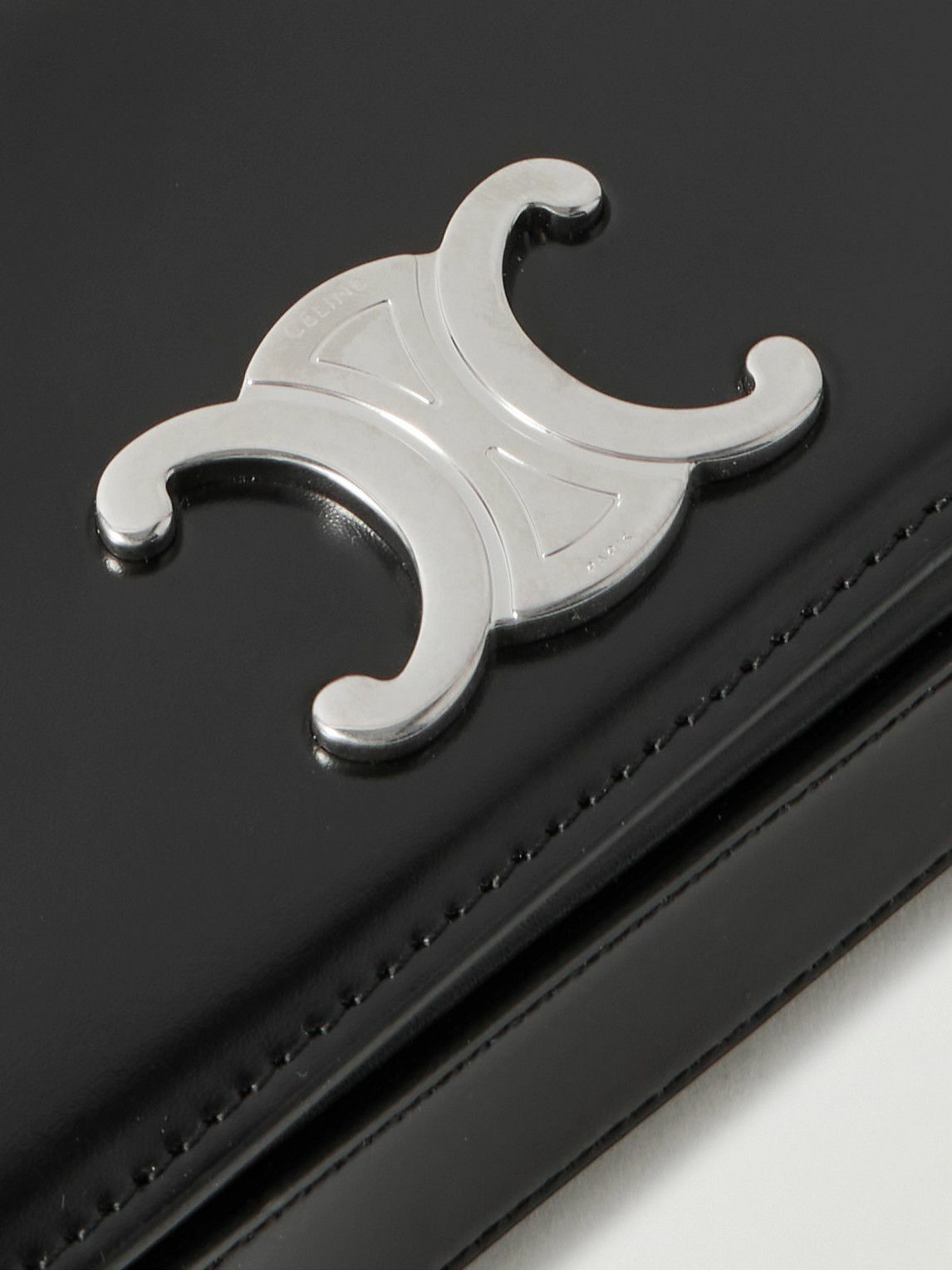CELINE - Triomphe Small Glossed-Leather Messenger Bag