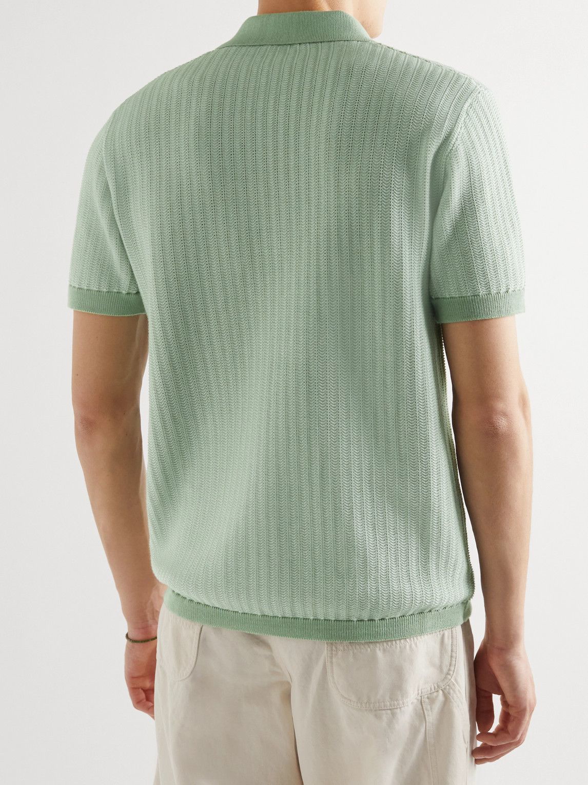 MR P. Crochet-Knit Cotton and Silk-Blend Polo Shirt for Men
