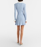 Self-Portrait Belted ribbed-knit minidress