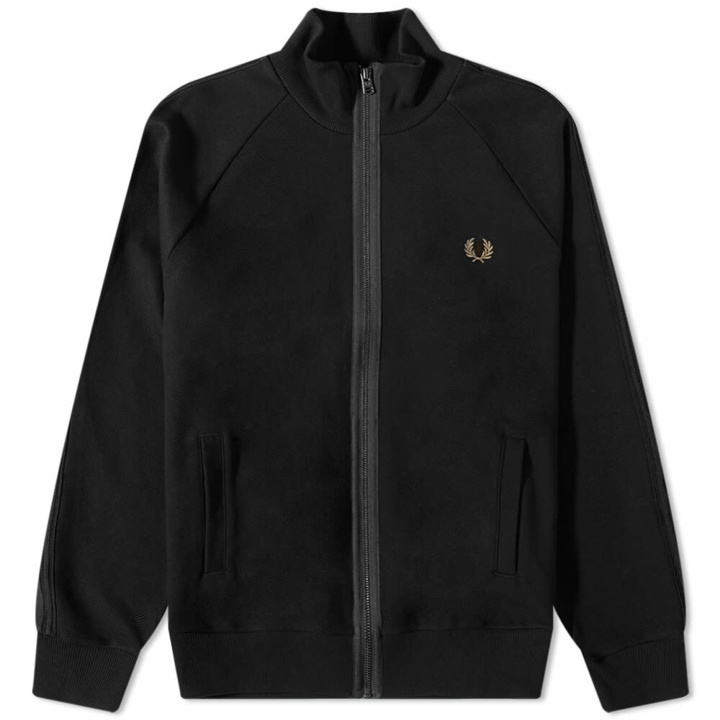 Photo: Fred Perry Men's Knitted Tape Track Jacket in Black