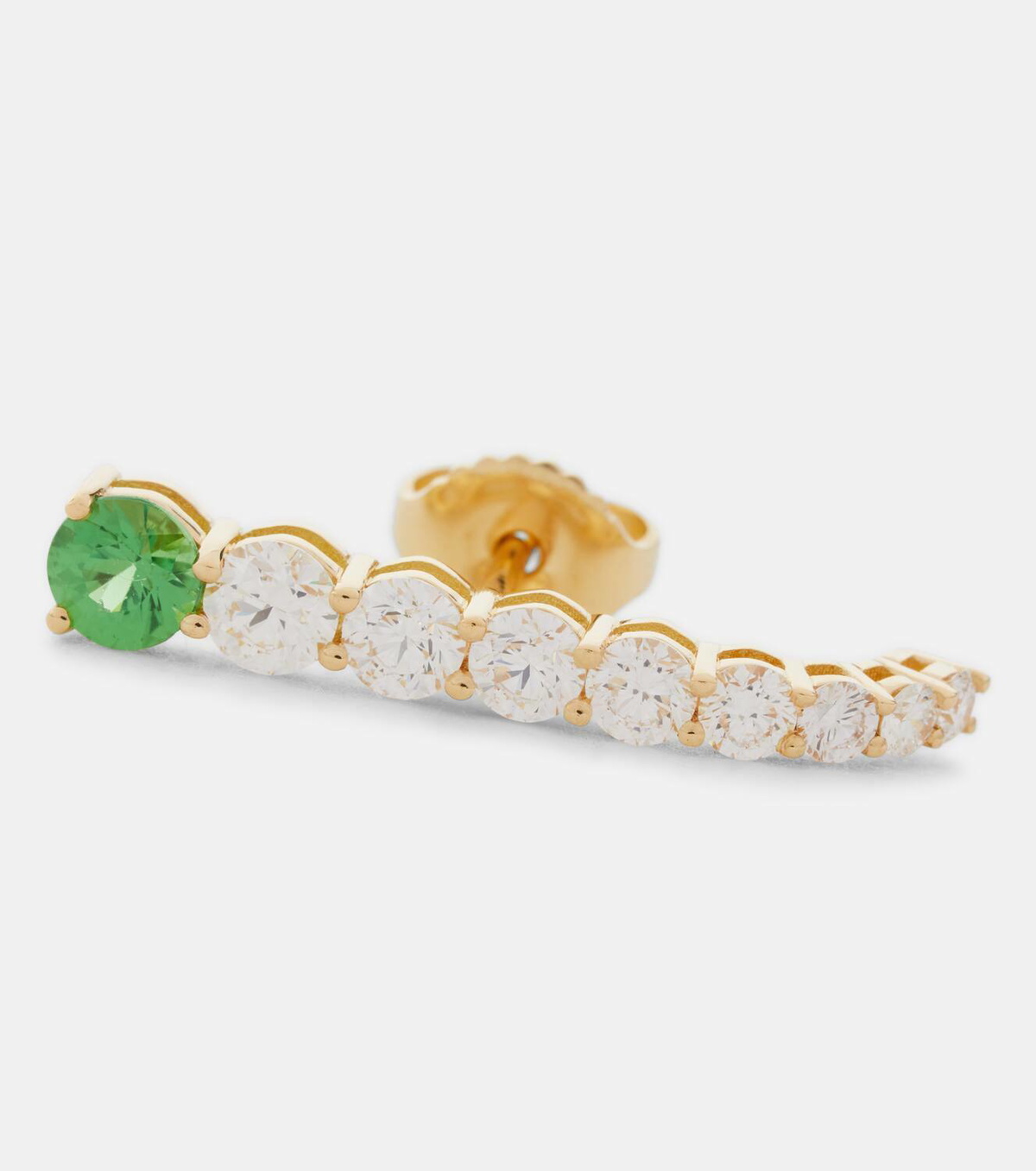 Melissa Kaye Aria 18kt yellow gold earring with diamonds and garnet