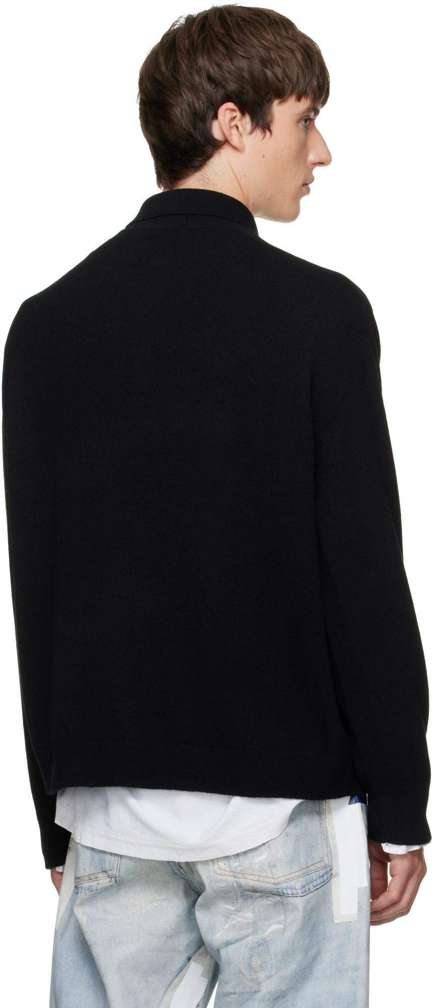 Acne Studios Black Wool Knit Polo
