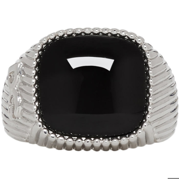 Photo: Dolce and Gabbana Silver and Black DG Stone Ring 