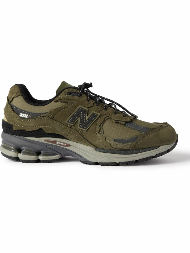 Photo: New Balance - 2002RD Protection Pack Leather-Trimmed Nubuck and Ripstop Sneakers - Green