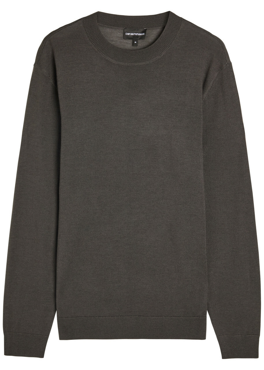 Emporio Armani Travel Essential Fine-knit Jumper Dark Green