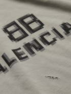 BALENCIAGA - Distressed Logo-Print Cotton-Jersey T-Shirt - Gray