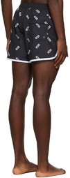 GCDS Black All-Over Logo Swim Shorts