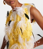 Xu Zhi Feather-trimmed silk tank top