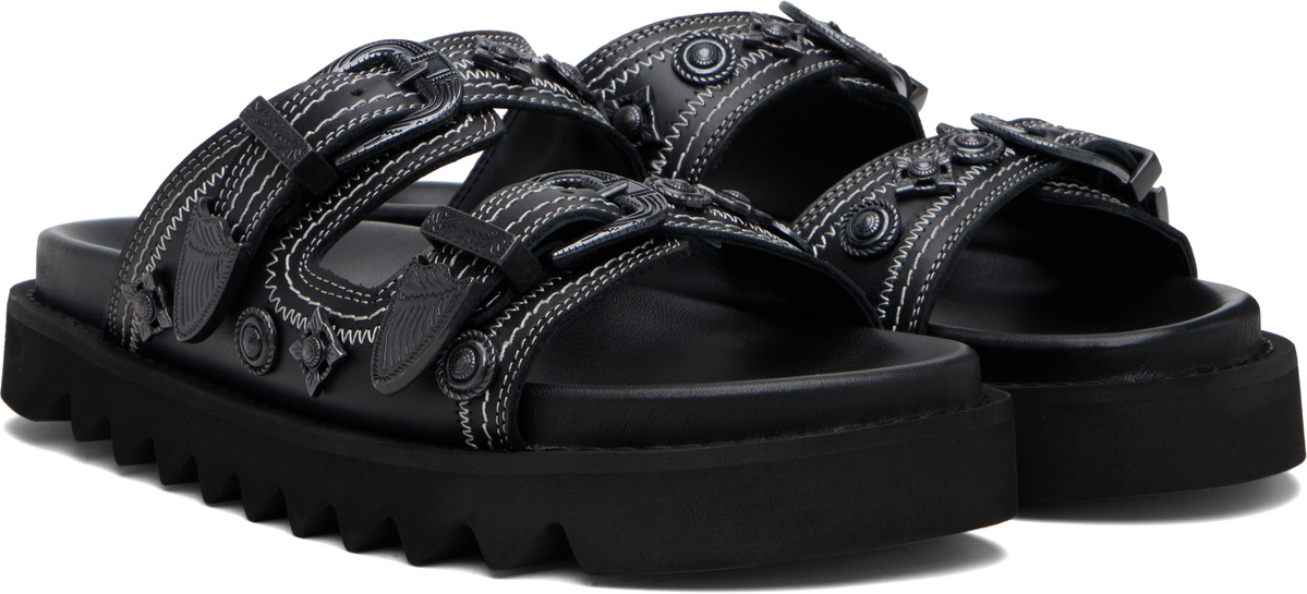 Toga Virilis Black Leather Sandals