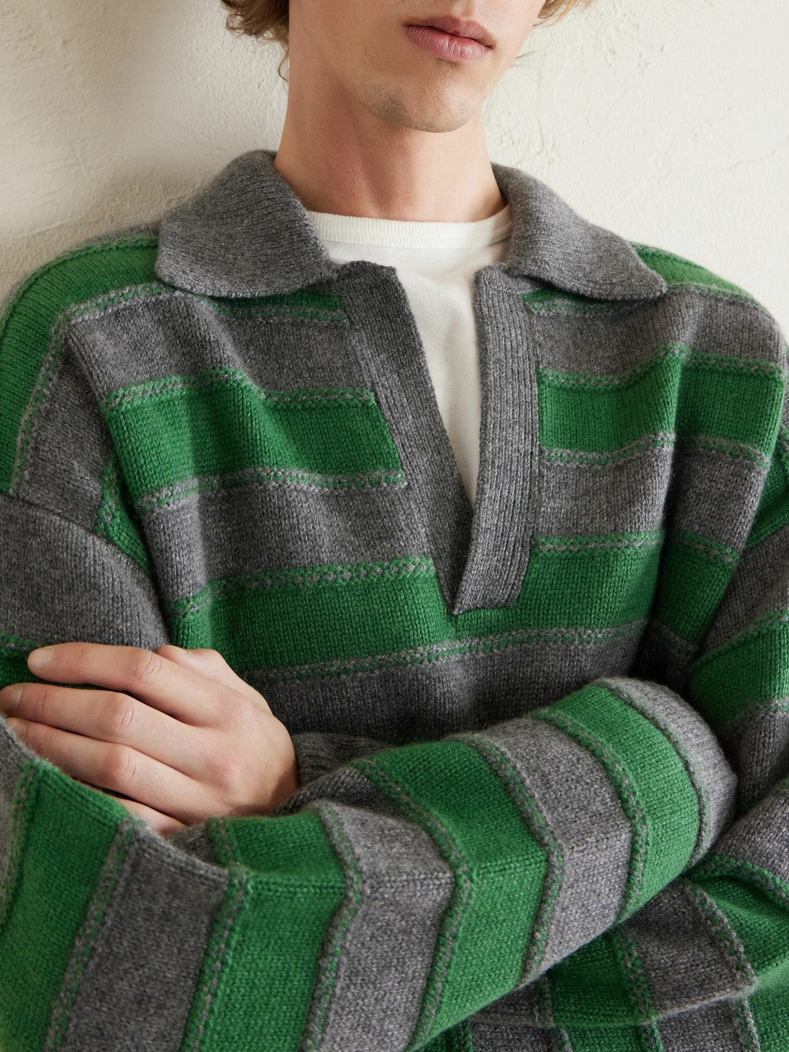 The Elder Statesman - Dume Striped Polo Shirt - Green