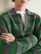 The Elder Statesman - Dume Striped Polo Shirt - Green