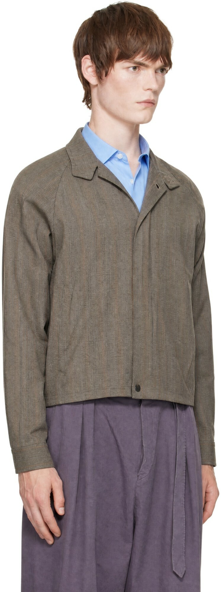 SOSHIOTSUKI Gray Melange Stripe Trucker Jacket