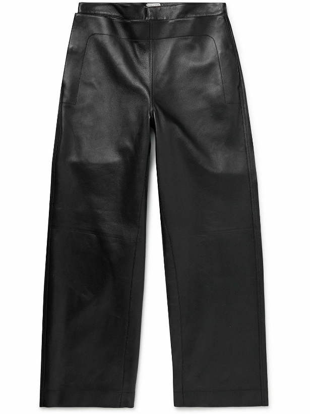 Photo: Bottega Veneta - Layered Wide-Leg Leather Trousers - Black
