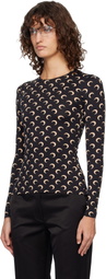 Marine Serre Black Recycled Moon Jersey Second Skin Crewneck T-shirt