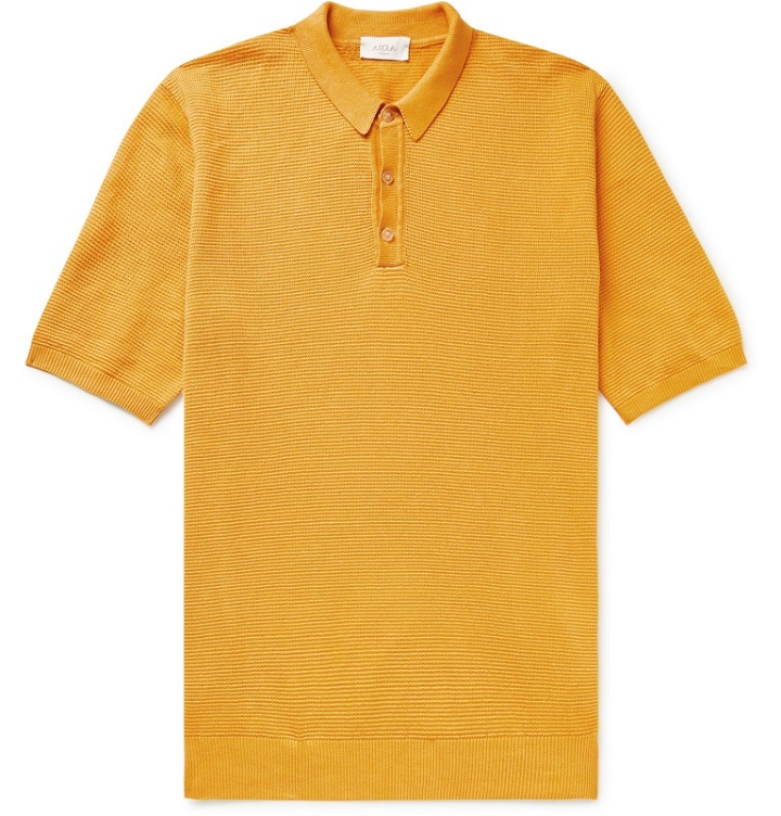 Photo: Altea - Textured Linen and Cotton-Blend Polo Shirt - Yellow