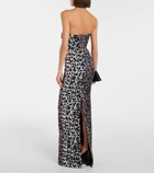 Alex Perry Leopard-print strapless velvet midi dress