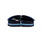 Dries Van Noten Blue Canvas and Suede Slide Sandals