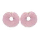 Wild and Woolly Pink Mink Hoop Earrings