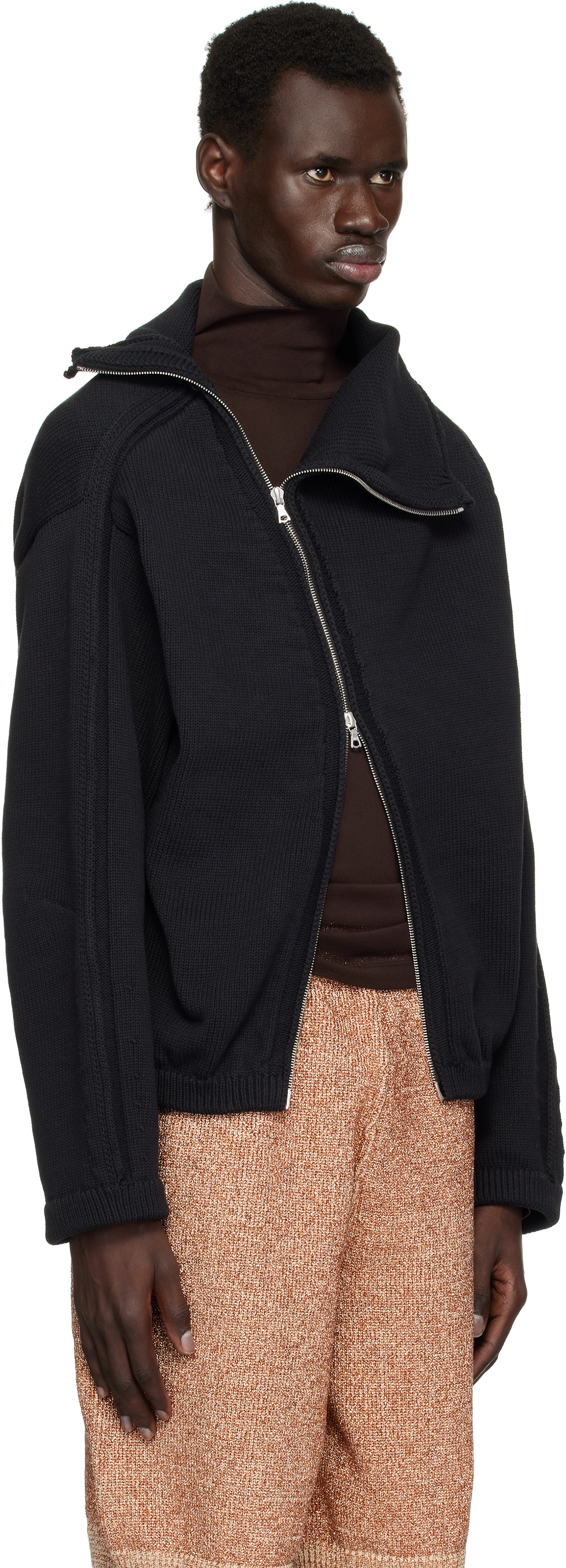Dries Van Noten Black Zip Cotton Sweater Dries Van Noten