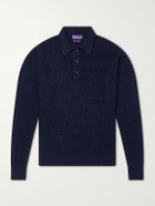 Ralph Lauren Purple label - Silk and Linen-Blend Polo Sweater - Blue