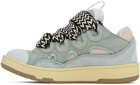 Lanvin Blue & Green Leather Curb Sneakers