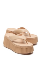 Chloe Nama 80 Thong Leather Wedge Sandals Cream