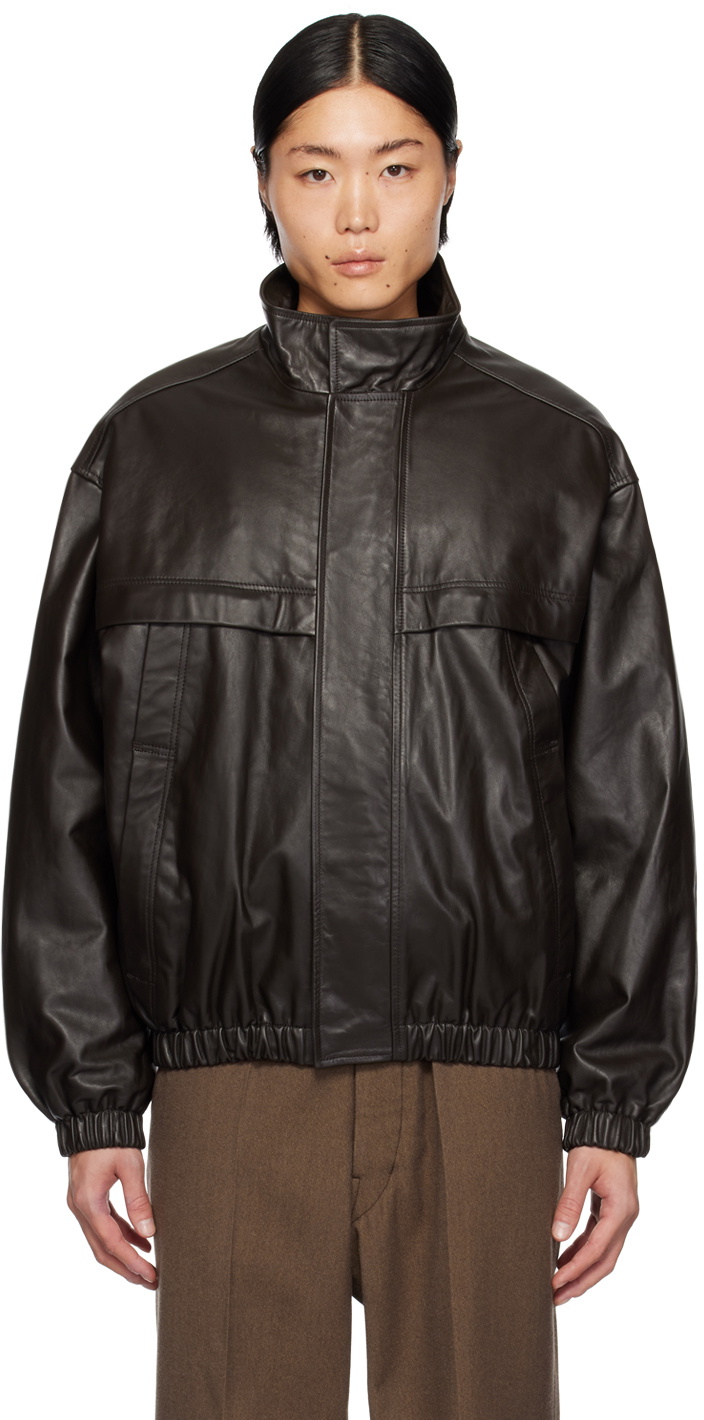 LEMAIRE Brown Boxy Leather Jacket Lemaire