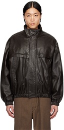 LEMAIRE Brown Boxy Leather Jacket