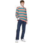 Billionaire Boys Club Pink and Blue Striped Rugby Long Sleeve Polo