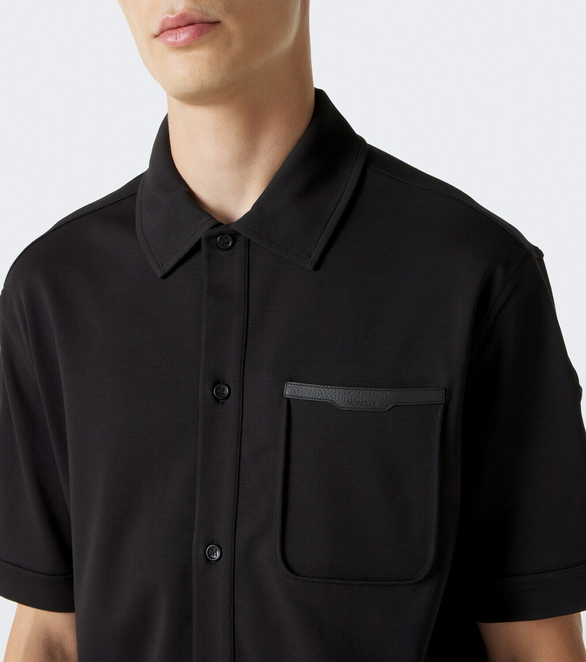 Moncler Leather-trimmed cotton shirt