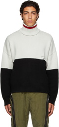 Rhude Black & Off-White Wool Colorblock Turtleneck