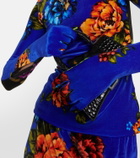 Vetements Floral velvet turtleneck top with gloves