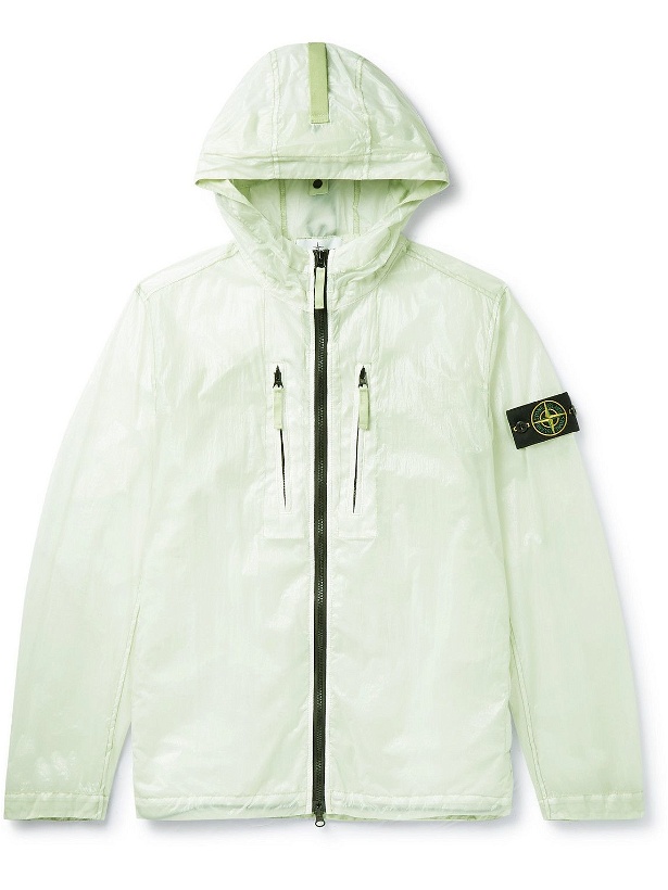 Photo: Stone Island - Logo-Appliquéd Garment-Dyed Coated-Canvas Hooded Jacket - Green