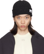 GANNI Gray Fitted Wool Rib Beanie